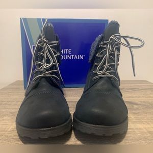 WHITE MOUNTAIN Womens Black Sandro Round Toe Block Heel Lace-Up Booties 11 M